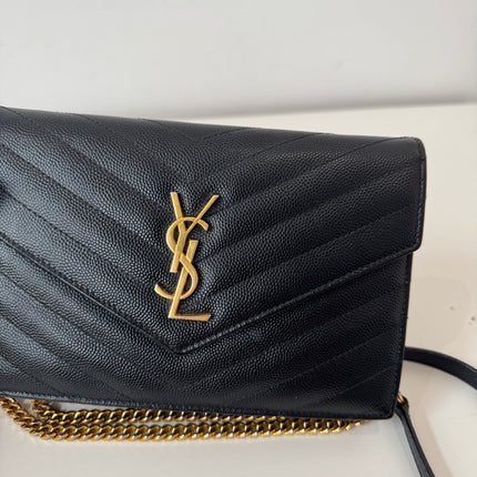 Sac Saint Laurent cassandre enveloppe chain Wallet noir
