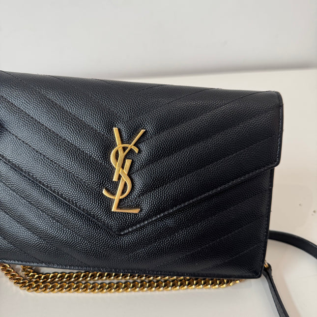 Sac Saint Laurent cassandre enveloppe chain Wallet noir