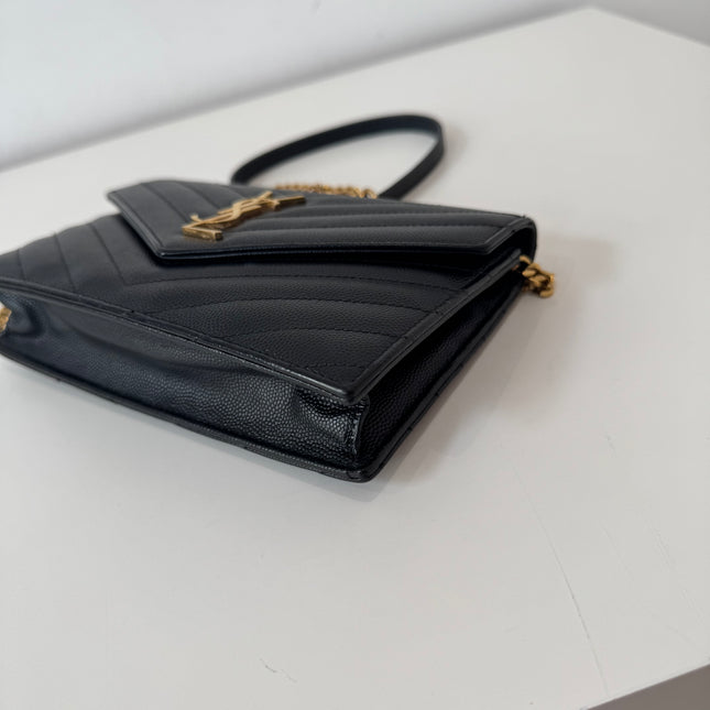 Sac Saint Laurent cassandre enveloppe chain Wallet noir