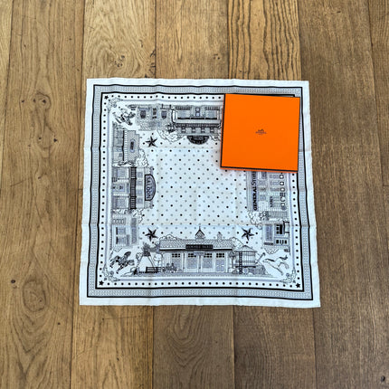 Bandana 55 Hermès Paris Station Blanc
