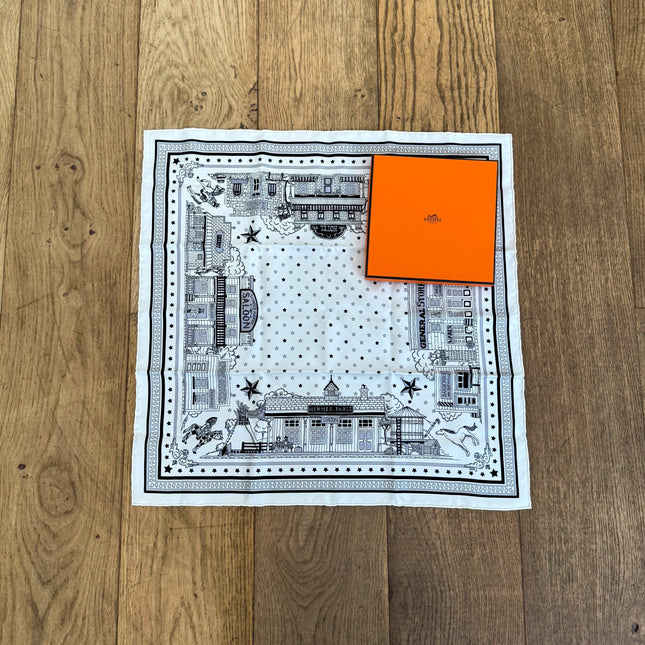 Bandana 55 Hermès Paris Station Blanc