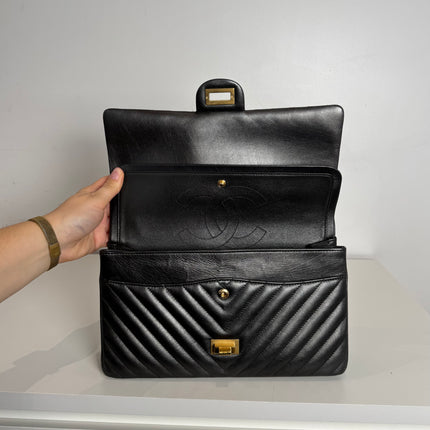 Sac Chanel 2.55 Chevrons 28cm Gris Irisé