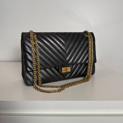 Sac Chanel 2.55 Chevrons 28cm Gris Irisé