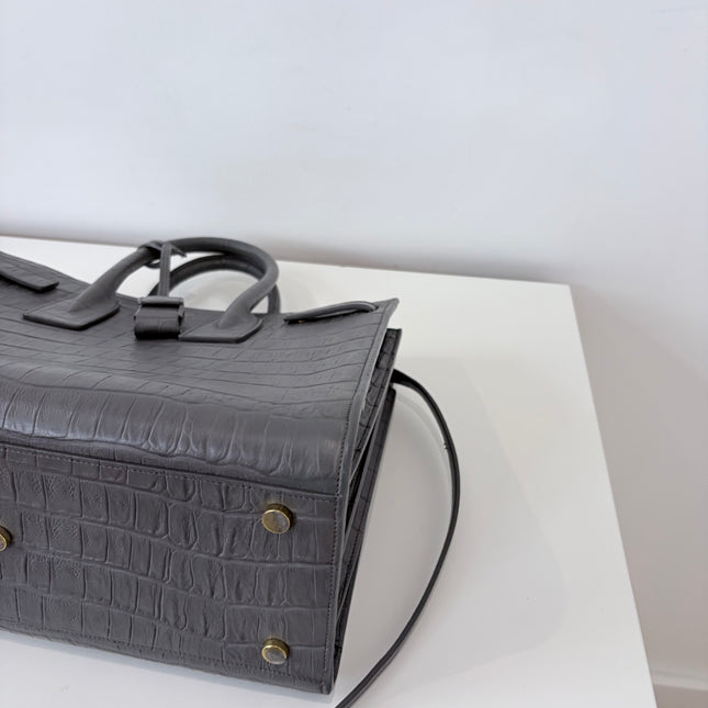 Sac de Jour Saint Laurent Croco Gris Small