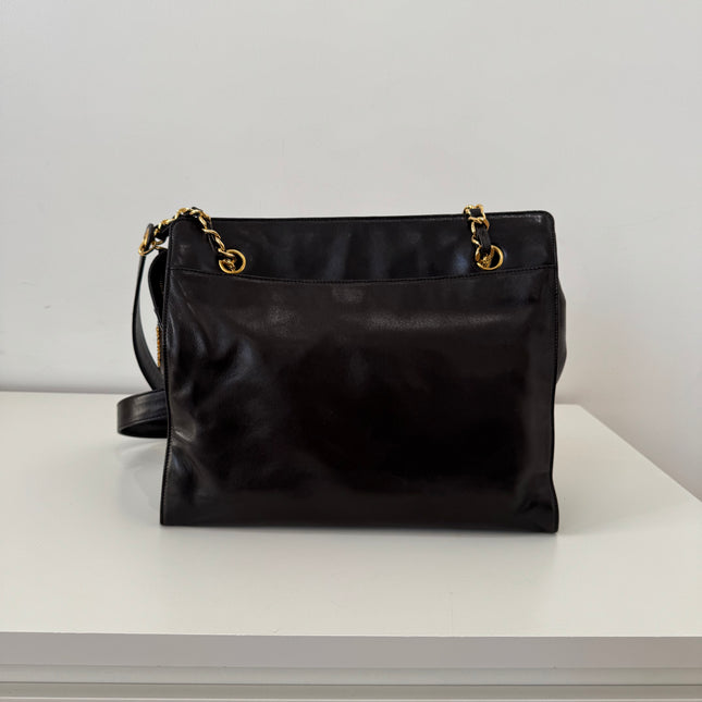 Sac Cabas Chanel CC dark brown épaule