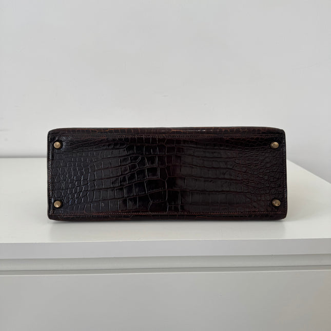 Sac Hermès Kelly 32 Crocodile Chocolat