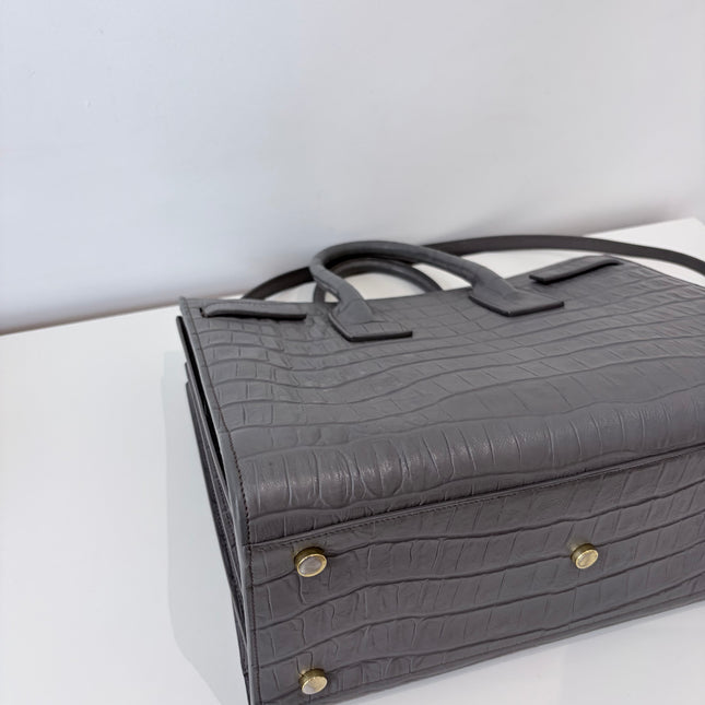 Sac de Jour Saint Laurent Croco Gris Small