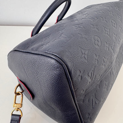 Sac Louis Vuitton Speedy 30 Bandoulière Cuir Empreinte Marine