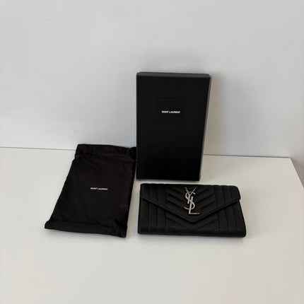 Portefeuille long Saint Laurent cassandre noir