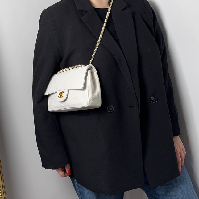 Sac Chanel Timeless Vintage 23cm Blanc