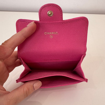 Porte-cartes Chanel à rabat classique rose