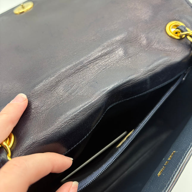 Sac Chanel Single flap marine