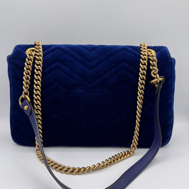 Sac Gucci Grand GG Marmont Velours Bleu