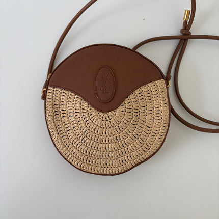 Sac Saint Laurent rond cuir et raphia