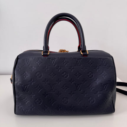 Sac Louis Vuitton Speedy 30 Bandoulière Cuir Empreinte Marine