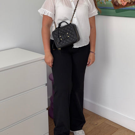 Sac Chanel vanity bandoulière veau grainé noir