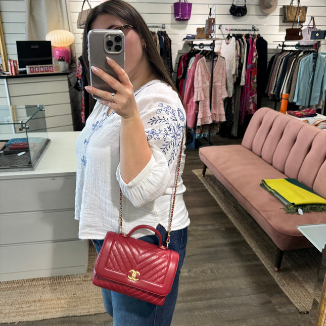 Sac Top Handle Chevron Chanel