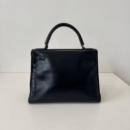 Sac Hermès Kelly 28 Cuir box Marine