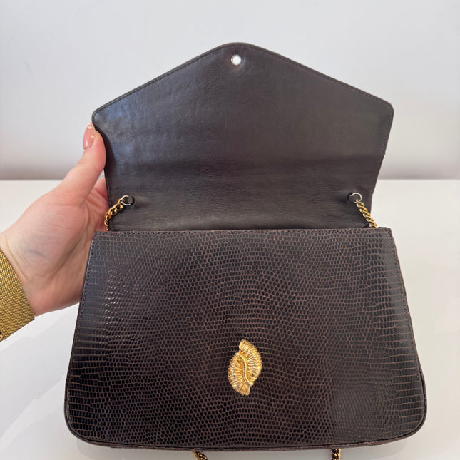 Sac Dior Vintage lézard marron