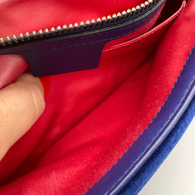 Sac Gucci Grand GG Marmont Velours Bleu