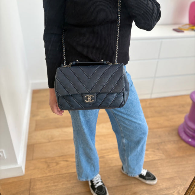 Sac Chanel Timeless chevrons bleus
