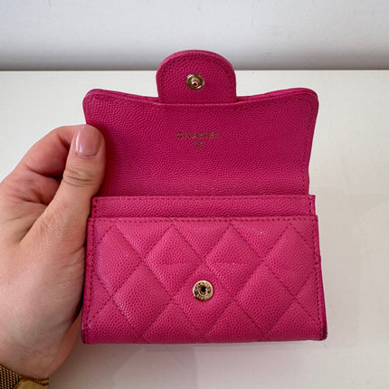 Porte-cartes Chanel à rabat classique rose