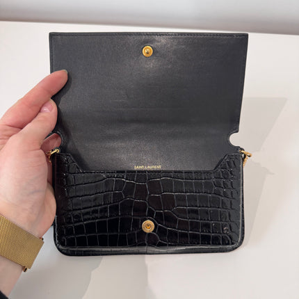 Sac saint Laurent Phone case enbossé crocodile