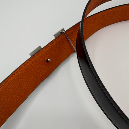 Boucle de ceinture Hermes + cuir de ceinture réversible 32mm
