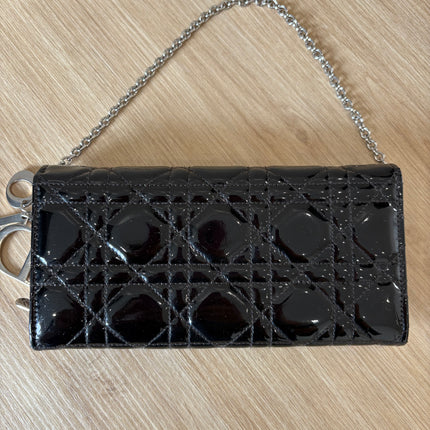 Sac Dior Wallet on chain noir vernis