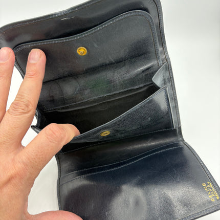 Portefeuille Céline vintage marine fermoir calèche