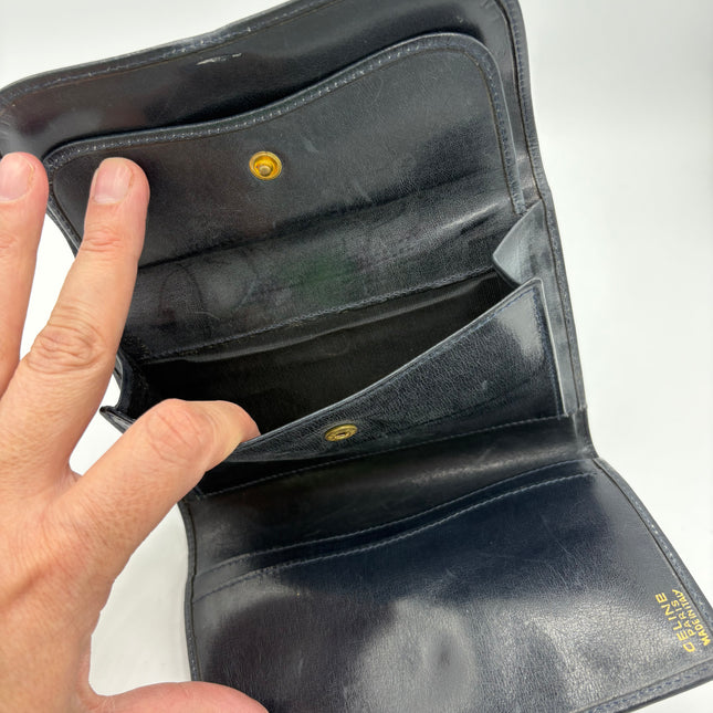 Portefeuille Céline vintage marine fermoir calèche