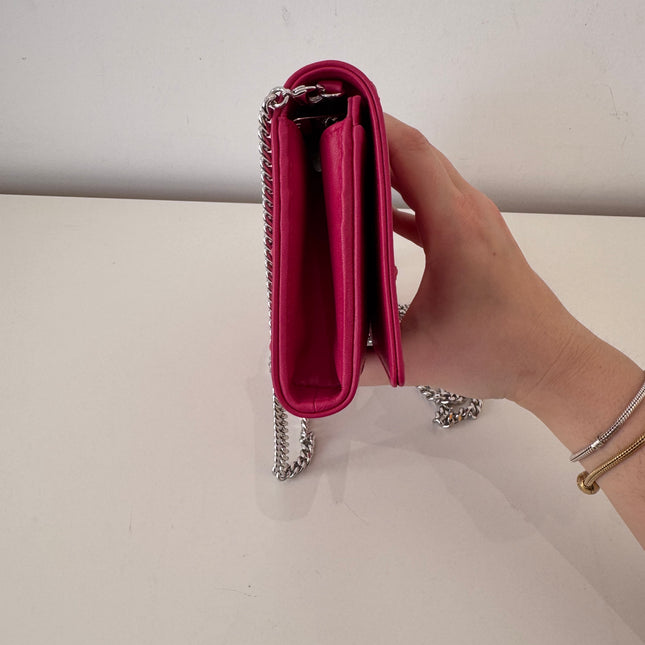 Sac Dior Wallet on chain Diorama rose fushia