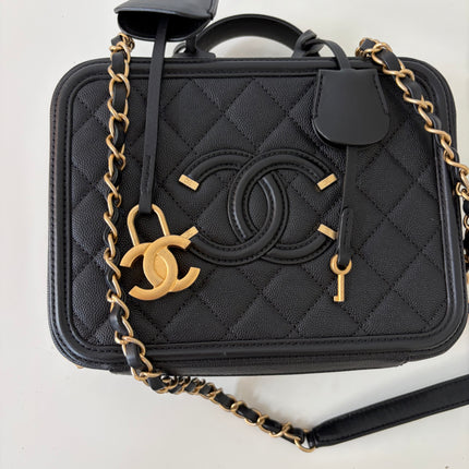 Sac Chanel vanity bandoulière veau grainé noir