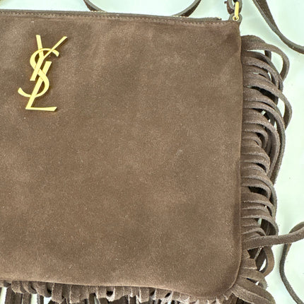 Sac saint Laurent à franges marron