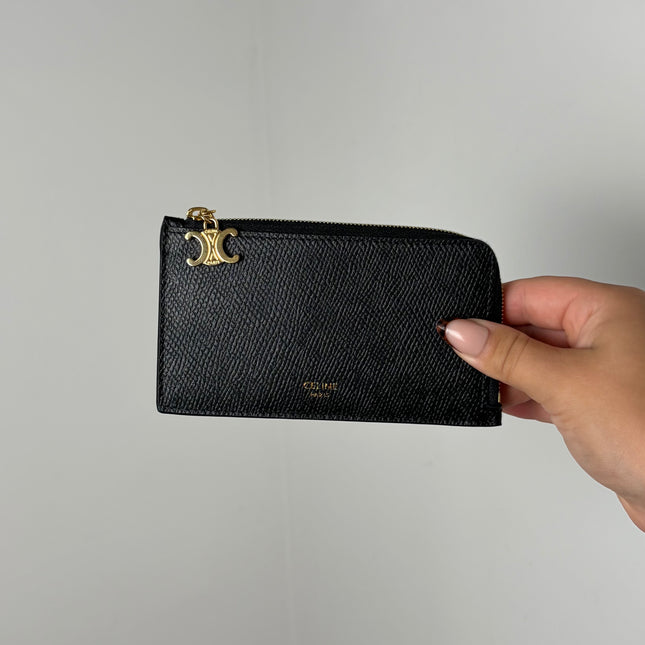 Porte-cartes Celine long zippé Noir