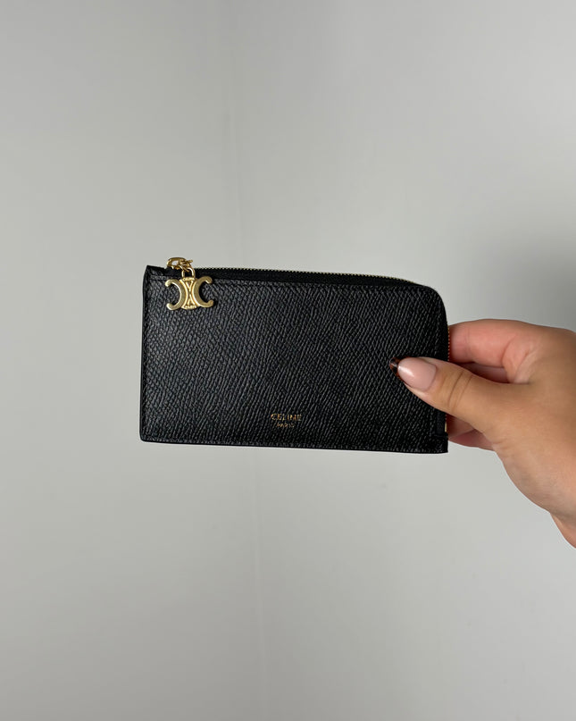 Porte-cartes Celine long zippé Noir