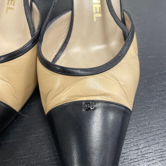 Escarpins Slingback Bicolore Chanel T39,5