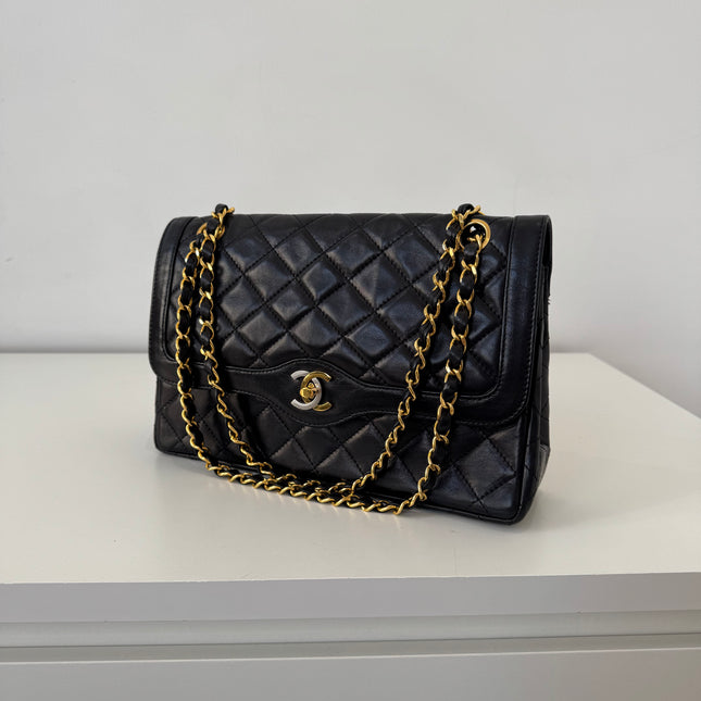 Sac Chanel vintage Fermoir bicolore noir