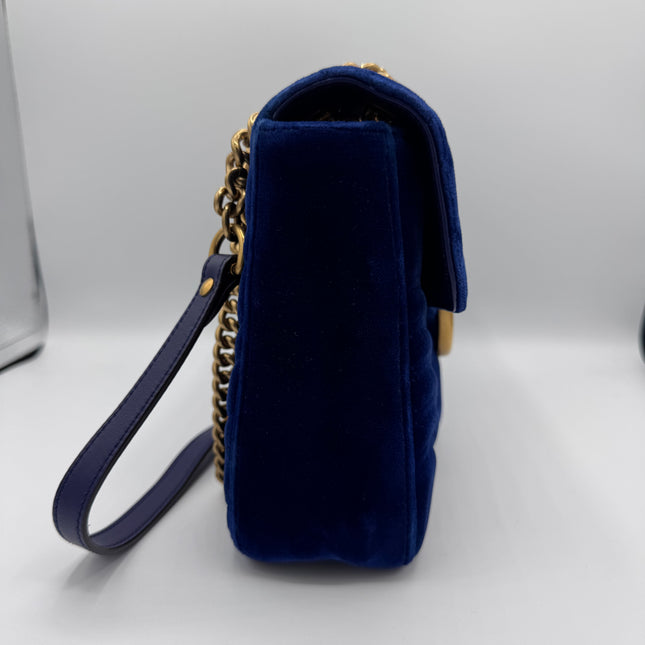 Sac Gucci Grand GG Marmont Velours Bleu