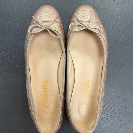 Ballerines Chanel Matelassées Bronze T39