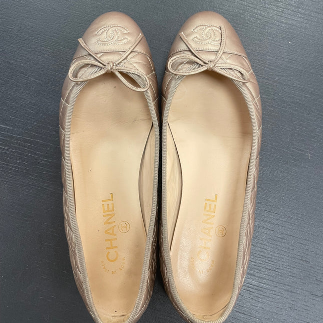 Ballerines Chanel Matelassées Bronze T39