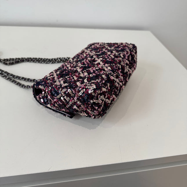 Mini sac classique Chanel Sequins Violet