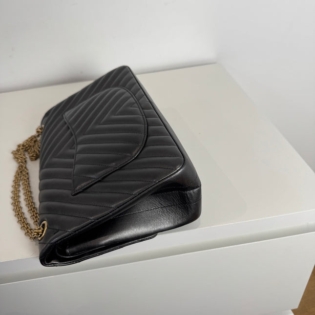 Sac Chanel 2.55 Chevrons 28cm Gris Irisé