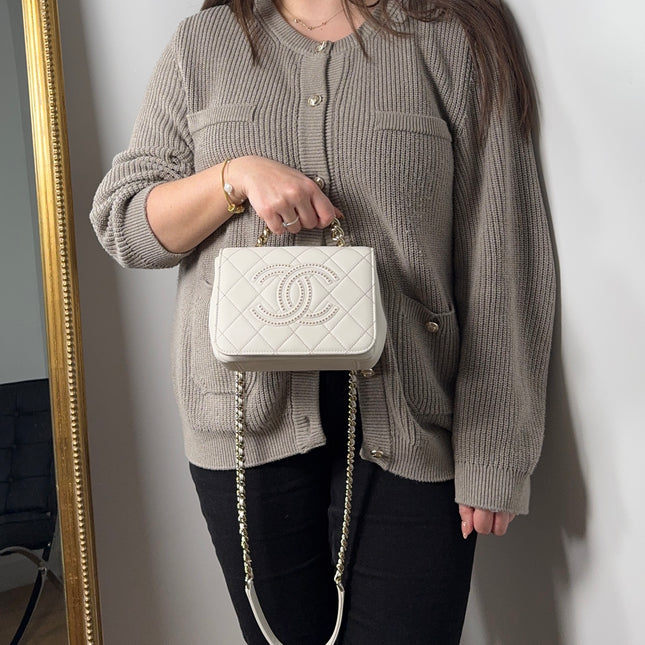 Sac Chanel caméra blanc cassé