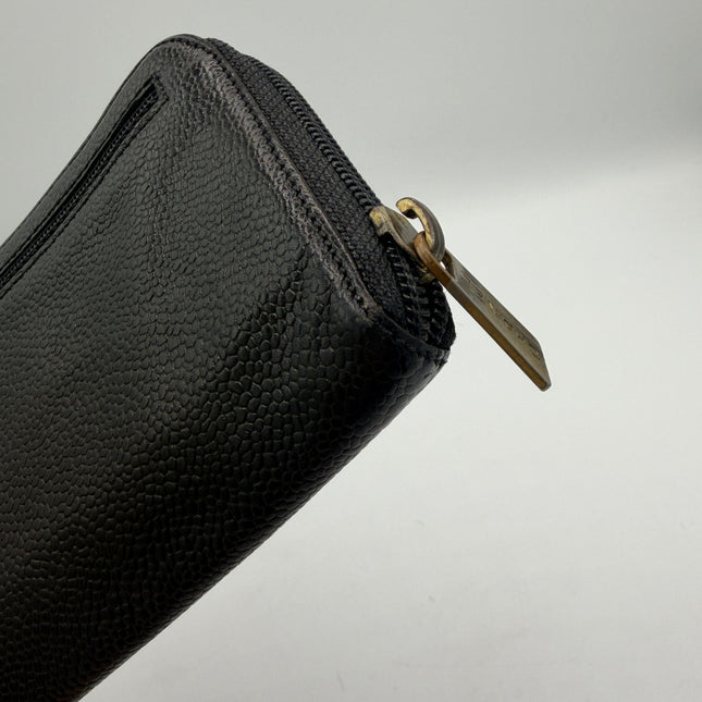 Portefeuille Chanel cuir grainé noir