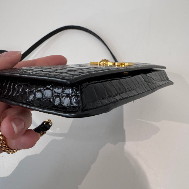 Sac saint Laurent Phone case enbossé crocodile