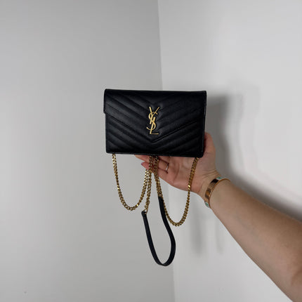 Sac Saint Laurent cassandre enveloppe chain Wallet noir