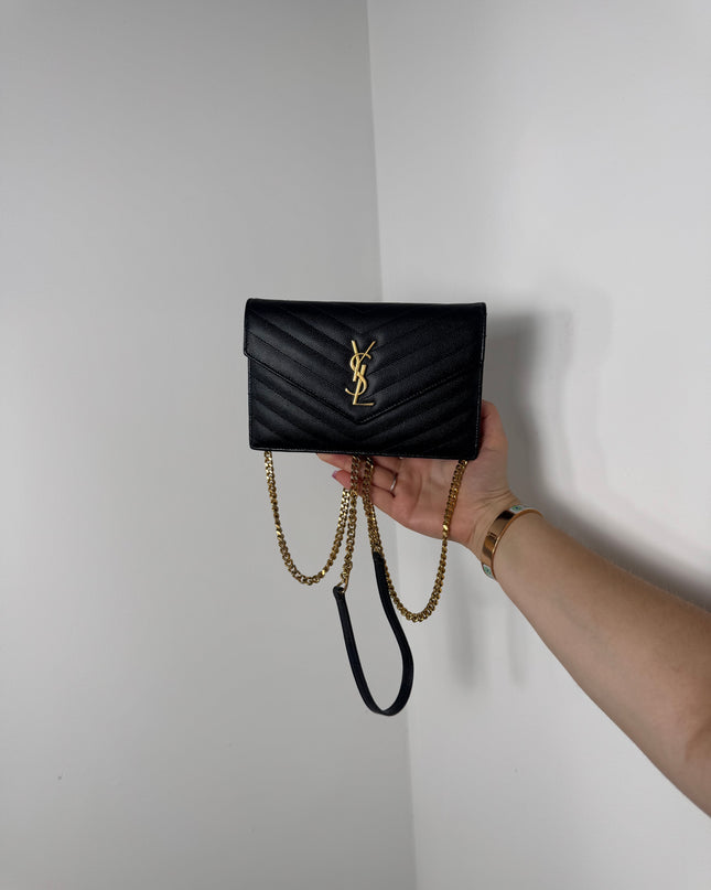 Sac Saint Laurent cassandre enveloppe chain Wallet noir