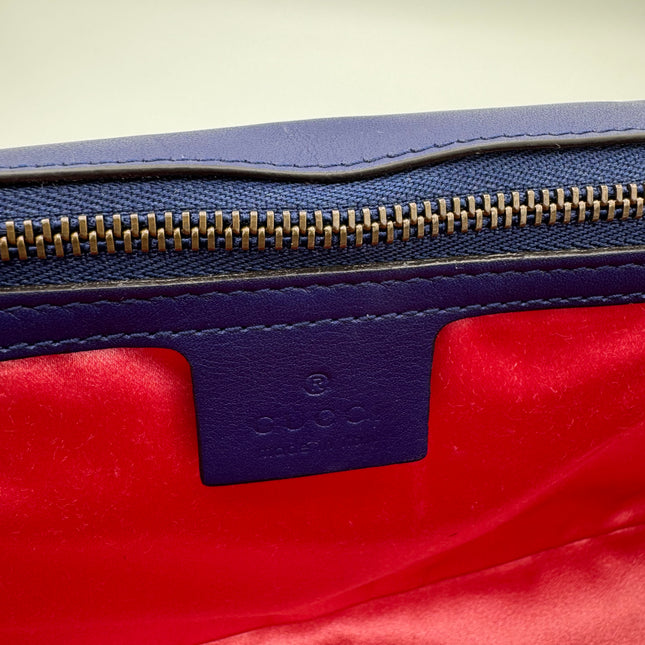 Sac Gucci Grand GG Marmont Velours Bleu