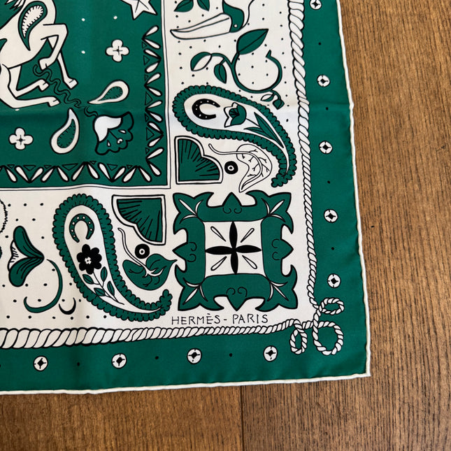 Bandana 55 Hermès Animaux Vert